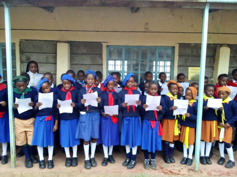 Learners from Mwangaza Primary school reading aloud during the #storymojareadaloud campaign. 